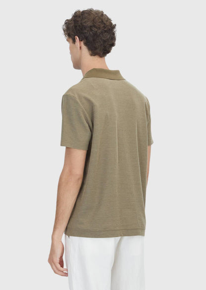 Khaki Jacquard T-Shirt aus 100% Baumwolle