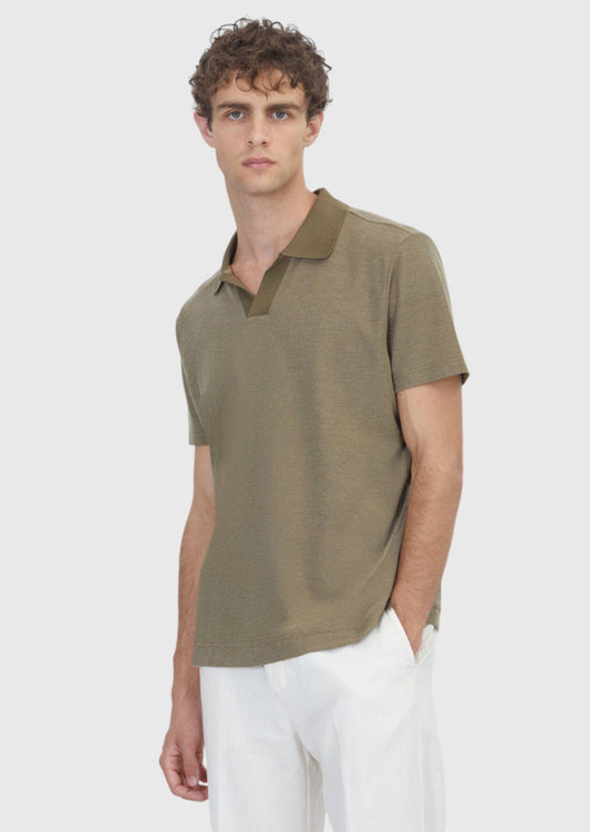 Khaki Jacquard T-Shirt aus 100% Baumwolle