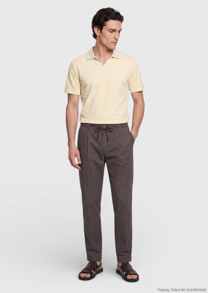 Helles Gelbes Jacquard T-Shirt 100% Baumwolle