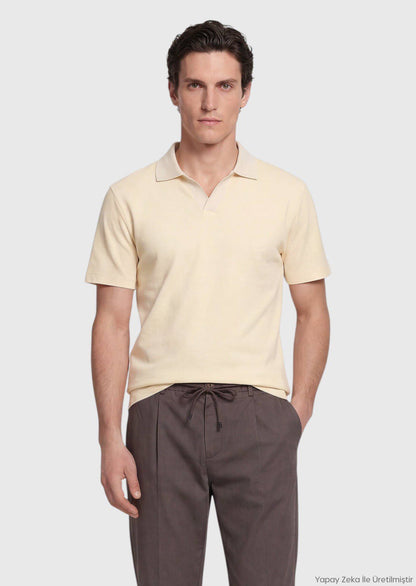 Helles Gelbes Jacquard T-Shirt 100% Baumwolle