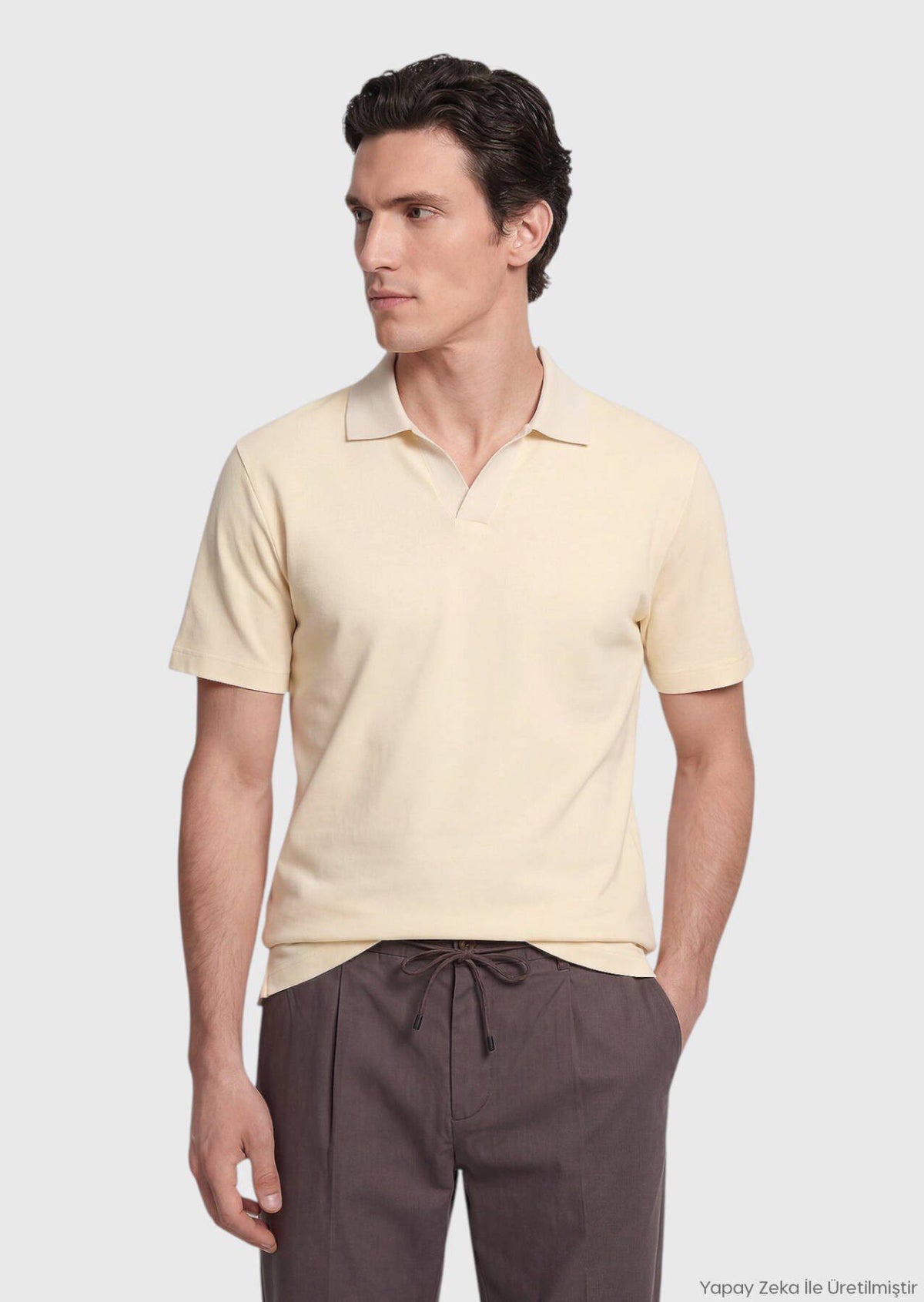 Helles Gelbes Jacquard T-Shirt 100% Baumwolle