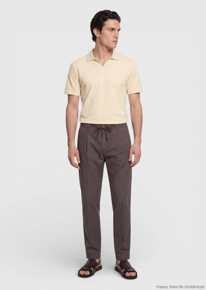 Helles Gelbes Jacquard T-Shirt 100% Baumwolle