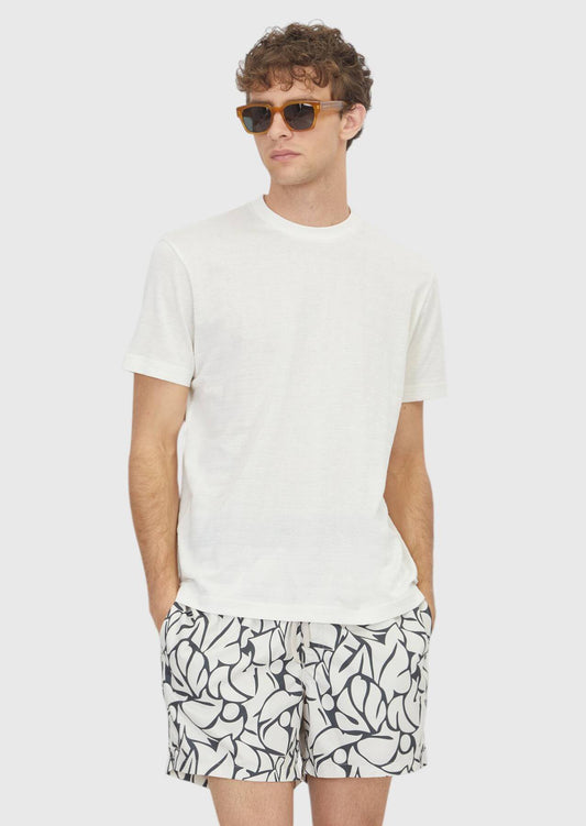 Ecru Jacquard T-Shirt aus 100% Baumwolle