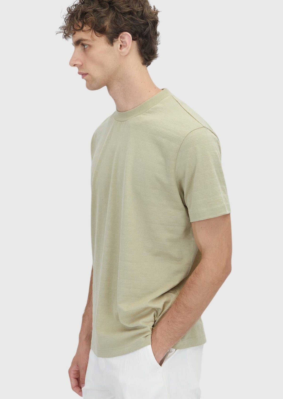Hellgrünes Jacquard T-Shirt 100% Baumwolle