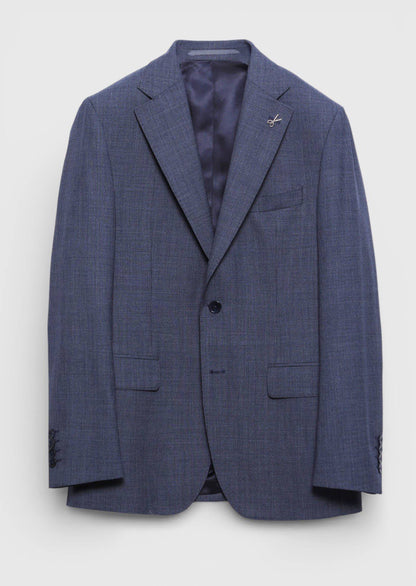 Helles Marineblau Karierter Anzug 100% Wolle