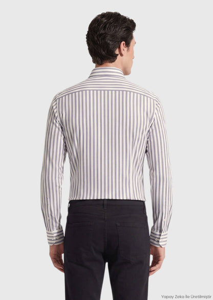 Schwarz Gestreiftes Regular Fit Casual Hemd