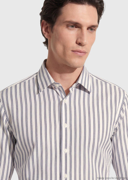 Schwarz Gestreiftes Regular Fit Casual Hemd