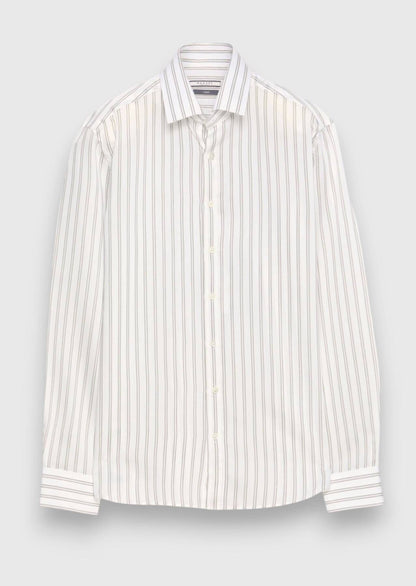 Grau Gestreiftes Regular Fit Casual Hemd