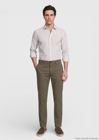 Grau Gestreiftes Regular Fit Casual Hemd