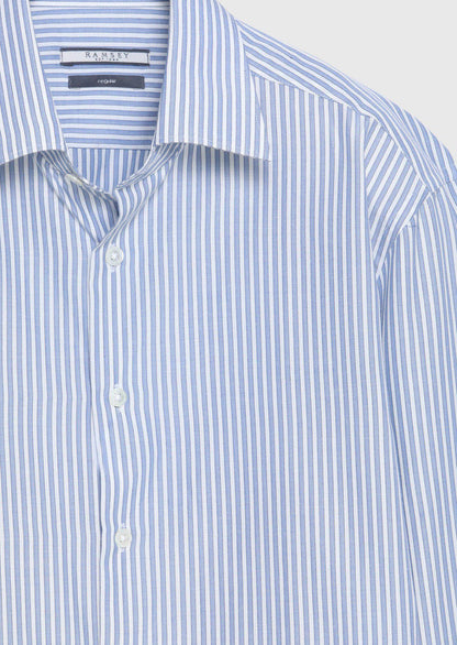 Helles Blau Gestreiftes Regular Fit Hemd