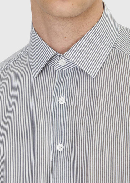 Schwarz Gestreiftes Casual Fit Baumwollhemd