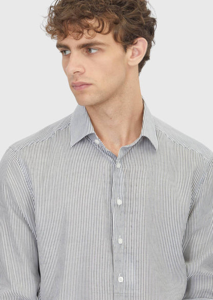 Schwarz Gestreiftes Casual Fit Baumwollhemd