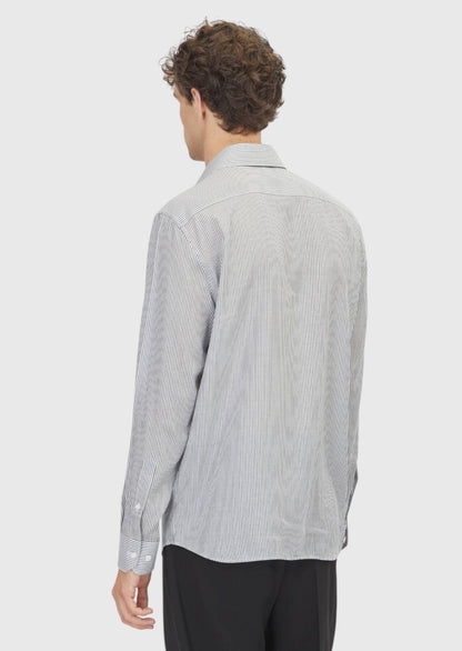 Schwarz Gestreiftes Casual Fit Baumwollhemd