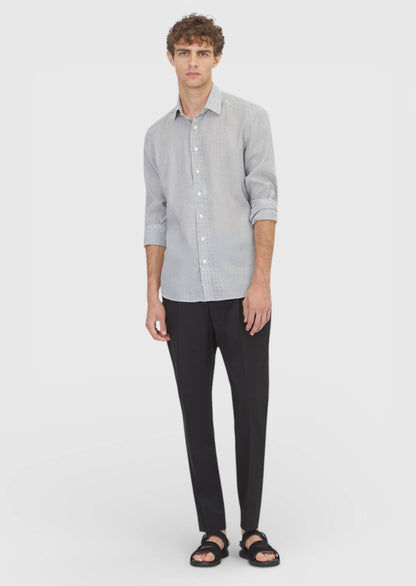 Schwarz Gestreiftes Casual Fit Baumwollhemd
