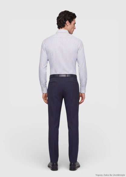 Helles Blau Gestreiftes Regular Fit Hemd