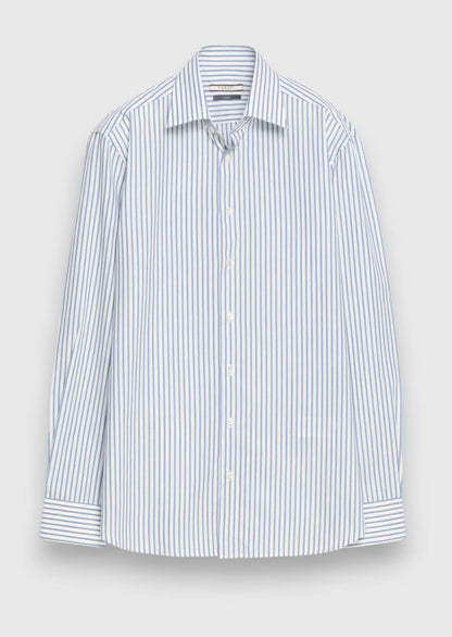 Helles Blau Gestreiftes Regular Fit Hemd