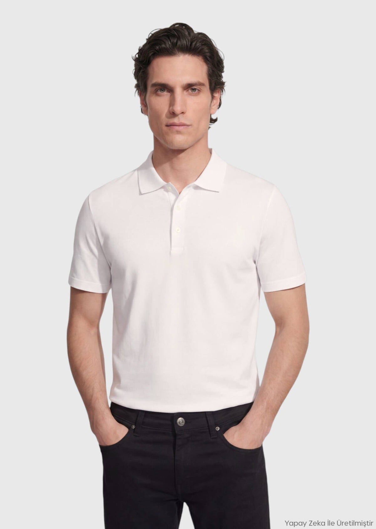 Hellgraues Baumwoll-Mix T-Shirt