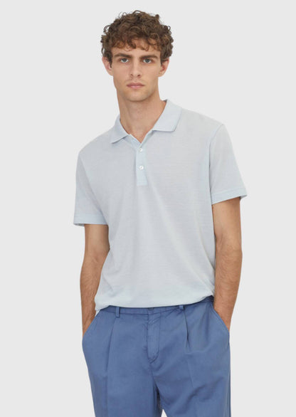 Blaues Baumwoll-Misch-T-Shirt