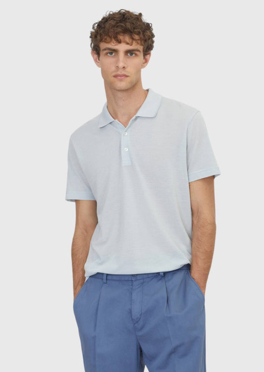 Blaues Baumwoll-Misch-T-Shirt