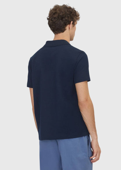 Marineblaues Ripp-T-Shirt aus 100% Baumwolle