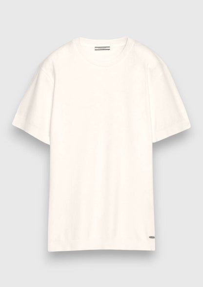 Weißes Jacquard T-Shirt 100% Baumwolle