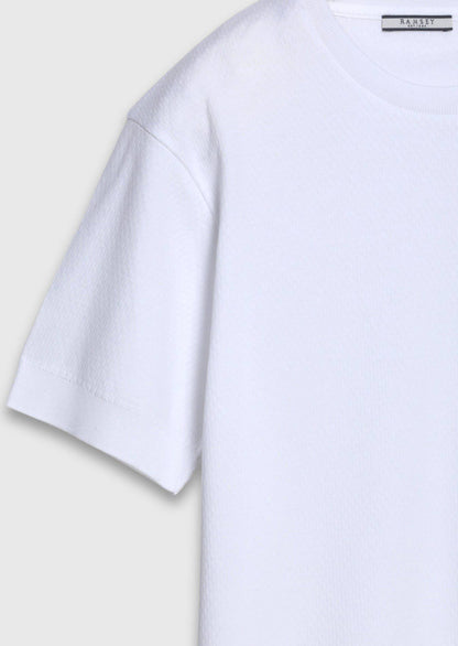 Weißes Jacquard T-Shirt 100% Baumwolle