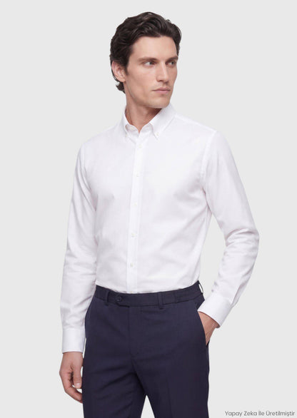 Weißes Klassisches Baumwollhemd Regular Fit