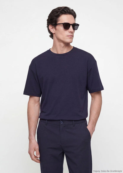 Marineblaues schlichtes Sweatshirt