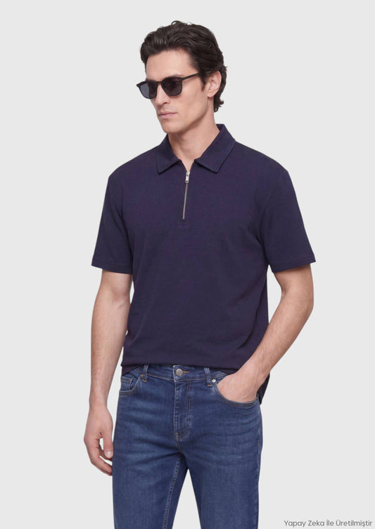 Marineblaues schlichtes T-Shirt