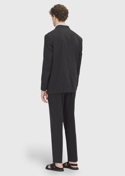 Schwarzer Schlichter Wollanzug, Relaxed Fit