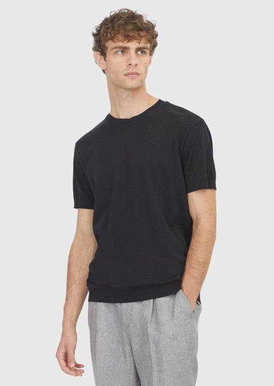 Schwarzes Jacquard T-Shirt 100% Baumwolle