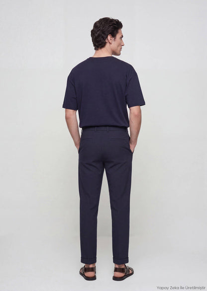 Marineblaue Web-Jogginghose Casual