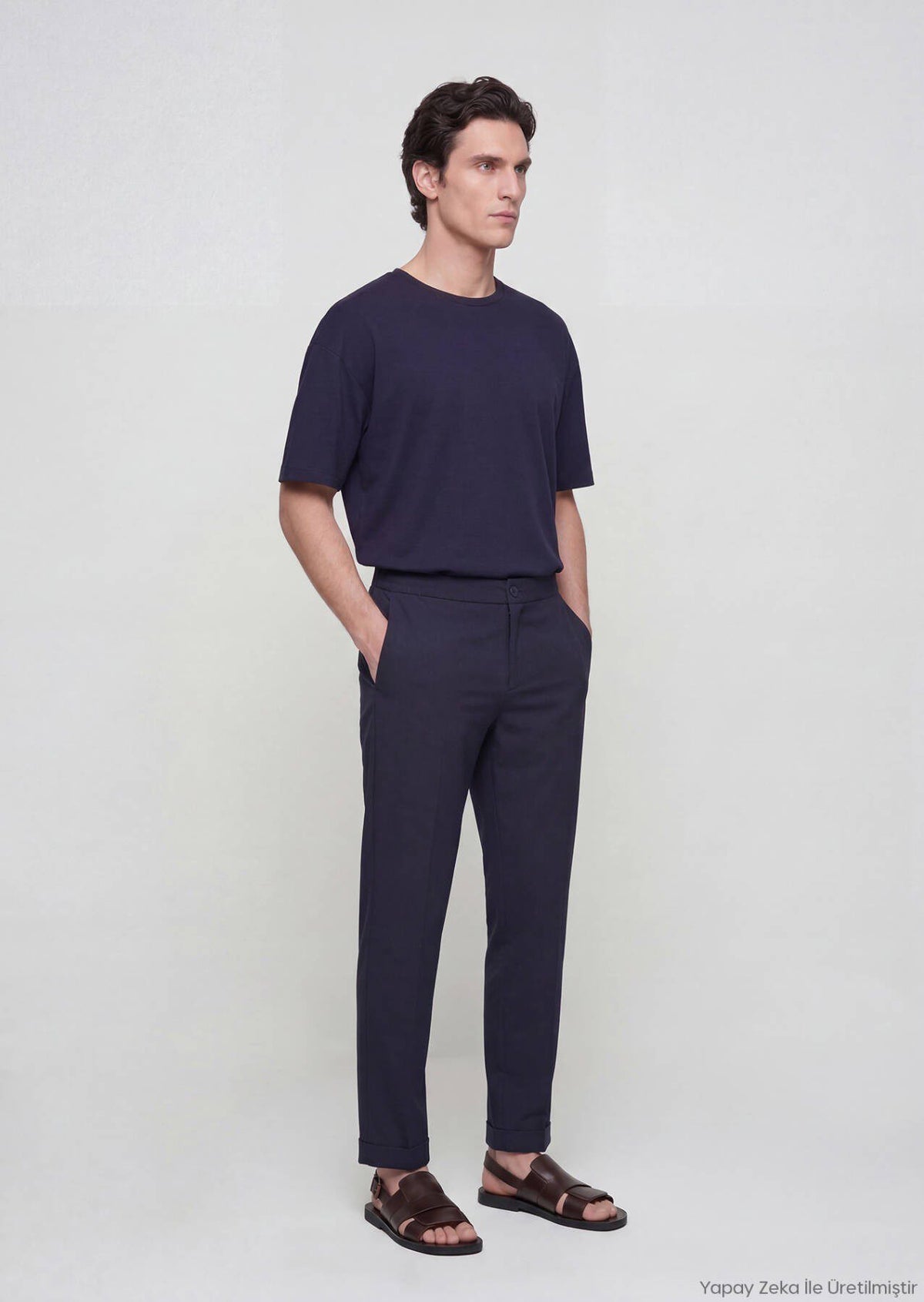 Marineblaue Web-Jogginghose Casual