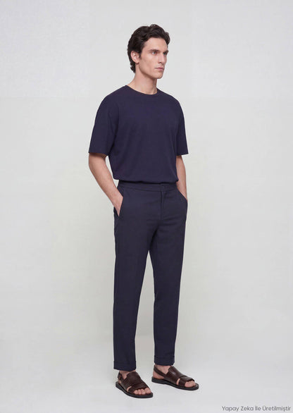 Marineblaue Web-Jogginghose Casual
