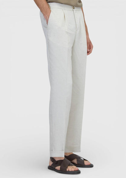 Beige Gewebte Jogginghose aus Leinen