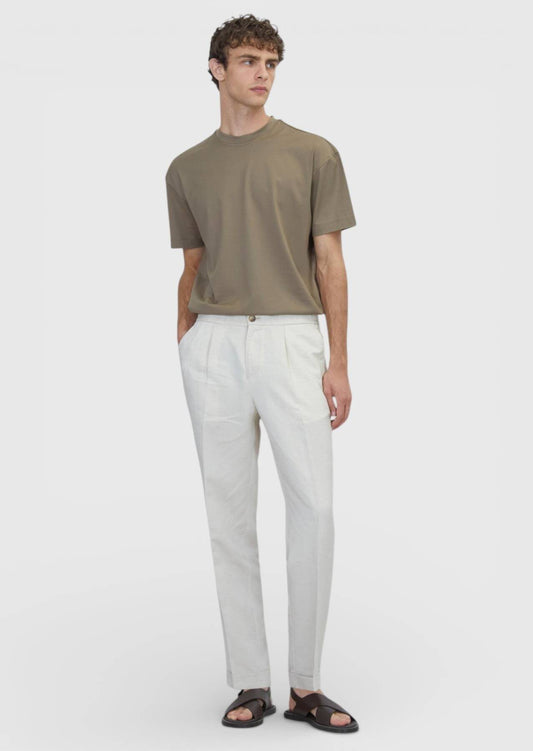 Beige Gewebte Jogginghose aus Leinen