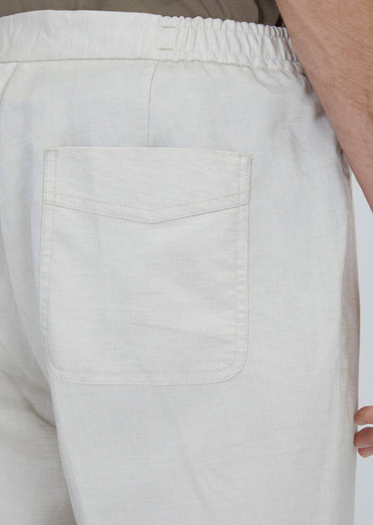 Beige Gewebte Jogginghose aus Leinen