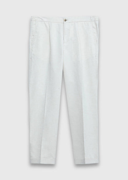 Beige Gewebte Jogginghose aus Leinen
