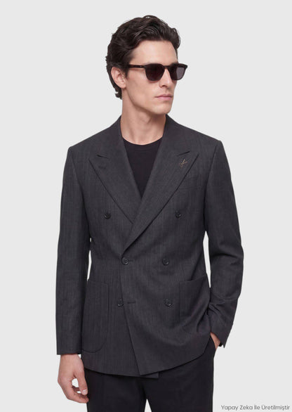 Schwarze lockere Leinenjacke 100%