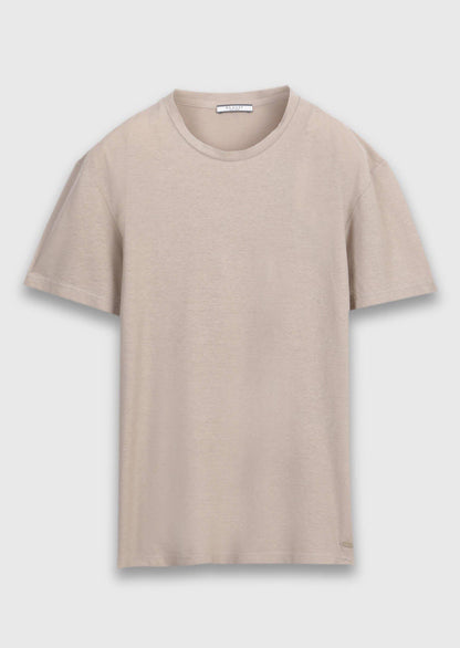 Beiges Unifarbenes 100% Baumwoll-T-Shirt