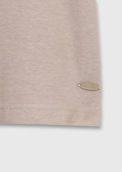 Beiges Unifarbenes 100% Baumwoll-T-Shirt