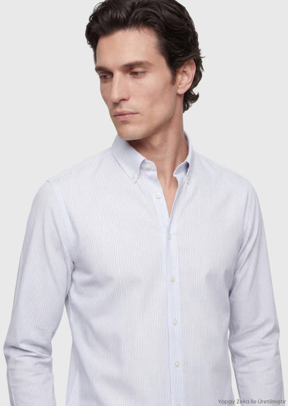 Grau Gestreiftes Regular Fit edel