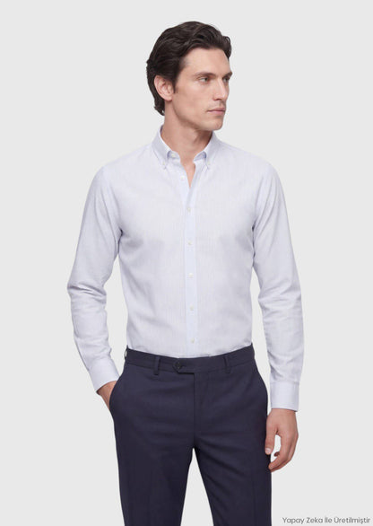 Grau Gestreiftes Regular Fit edel
