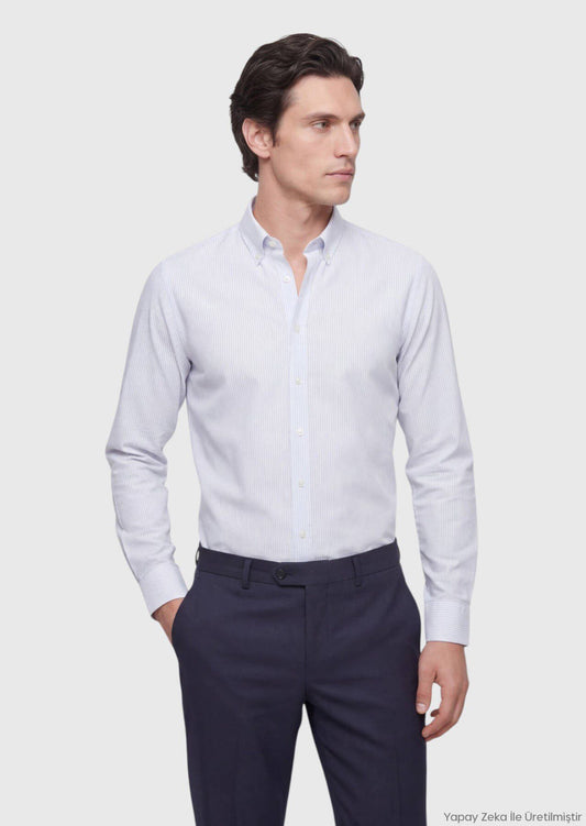 Grau Gestreiftes Regular Fit edel