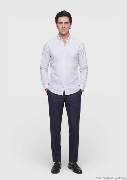Grau Gestreiftes Regular Fit edel
