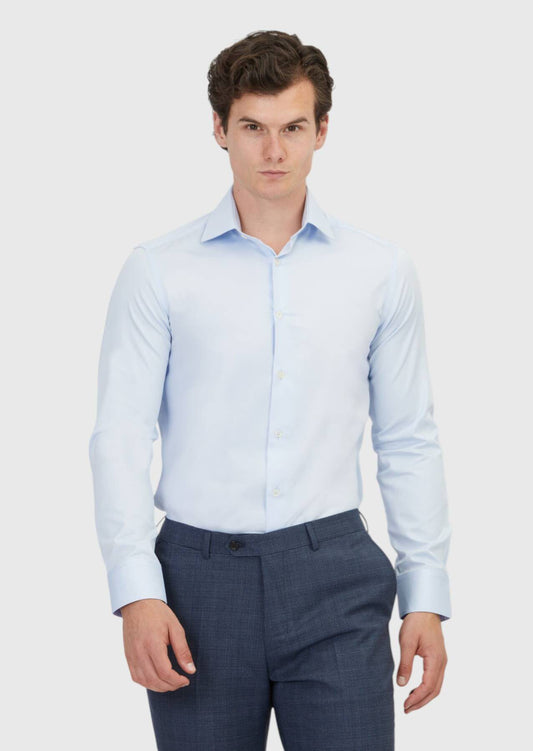 Helles Blau Slim Fit Baumwollhemd 100%