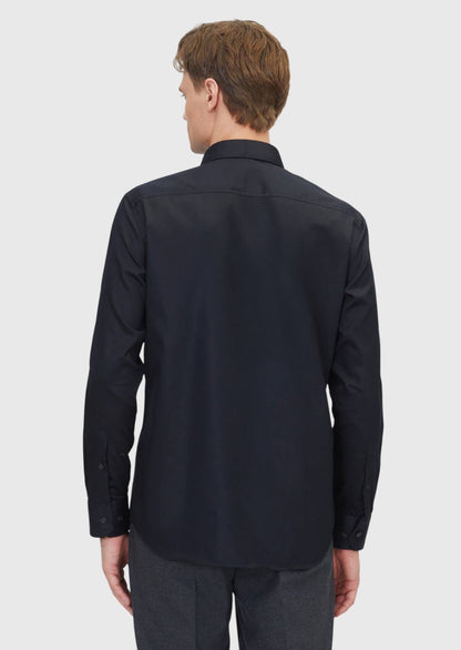 Schwarzes Klassisches Baumwollhemd Regular Fit