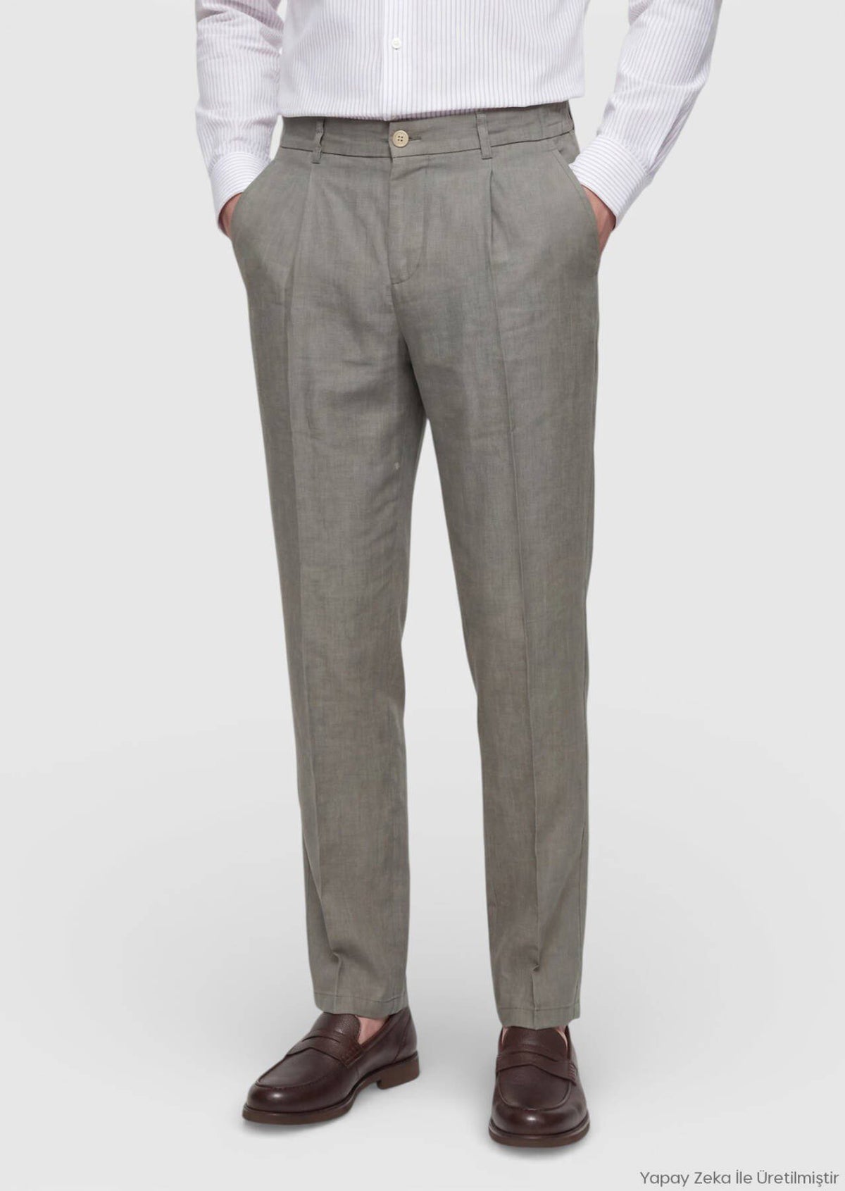 Khaki Velours Jogginghose 100% Leinen