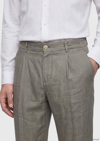Khaki Velours Jogginghose 100% Leinen