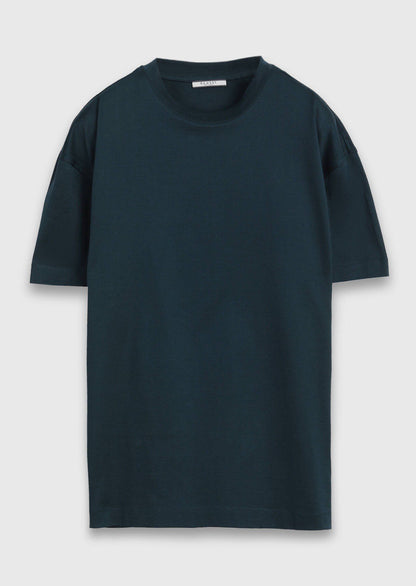 Petrolblaues Unifarbenes Rundhals T-Shirt 100% Baumwolle